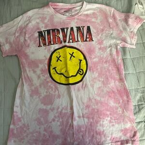 NIRVANA Pink and White womens t-shirt
